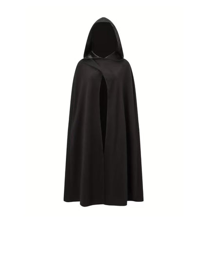 New Halloween Costume Cloak, Fleece Hooded Halloween Cape, Retro Asymmetrical Design Role Play Coat, Party Outfit, Autumn & Winter Clothing Accessory, Cosplay Costume