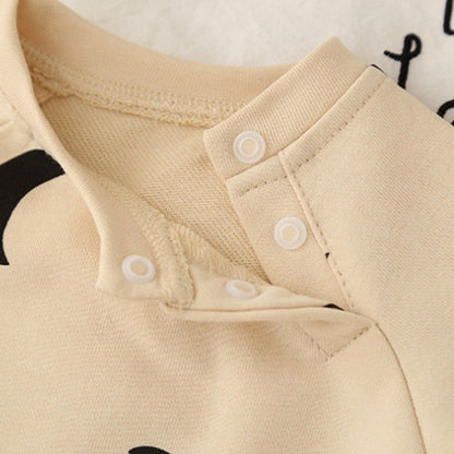 Newborn Spring and Winter Fashion Moon Sun Print Suit Cotton Comfortable and Soft 0-12 Boys and Girls Long Sleeved Baby Bodysuit