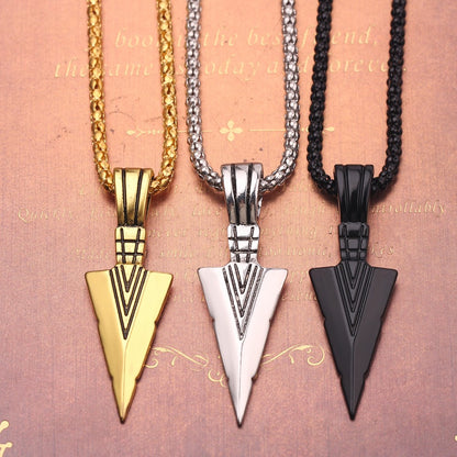Colar Masculino Design Preto Fosco Com Pingente de Flecha Corrente Joias Hip Hop Punk Rock Presente de Natal Halloween Para Homens Mulheres