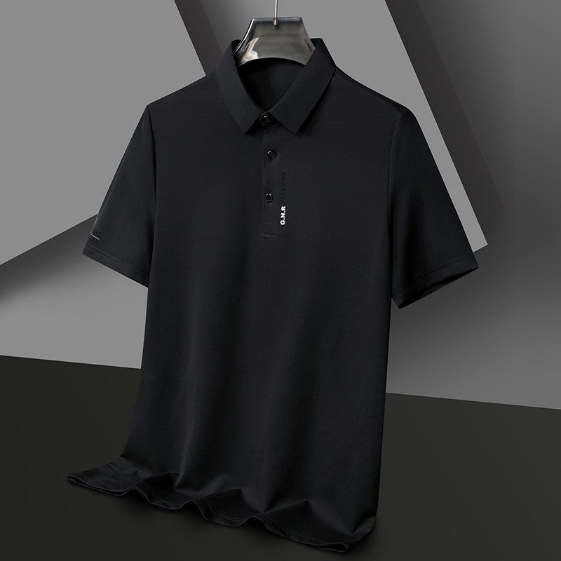 Men's Short Sleeve Solid Color Polo Shirt Breathable Comfortable Elastic Top New Arrivals Casual Business Style