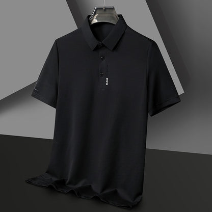 Men's Short Sleeve Solid Color Polo Shirt Breathable Comfortable Elastic Top New Arrivals Casual Business Style