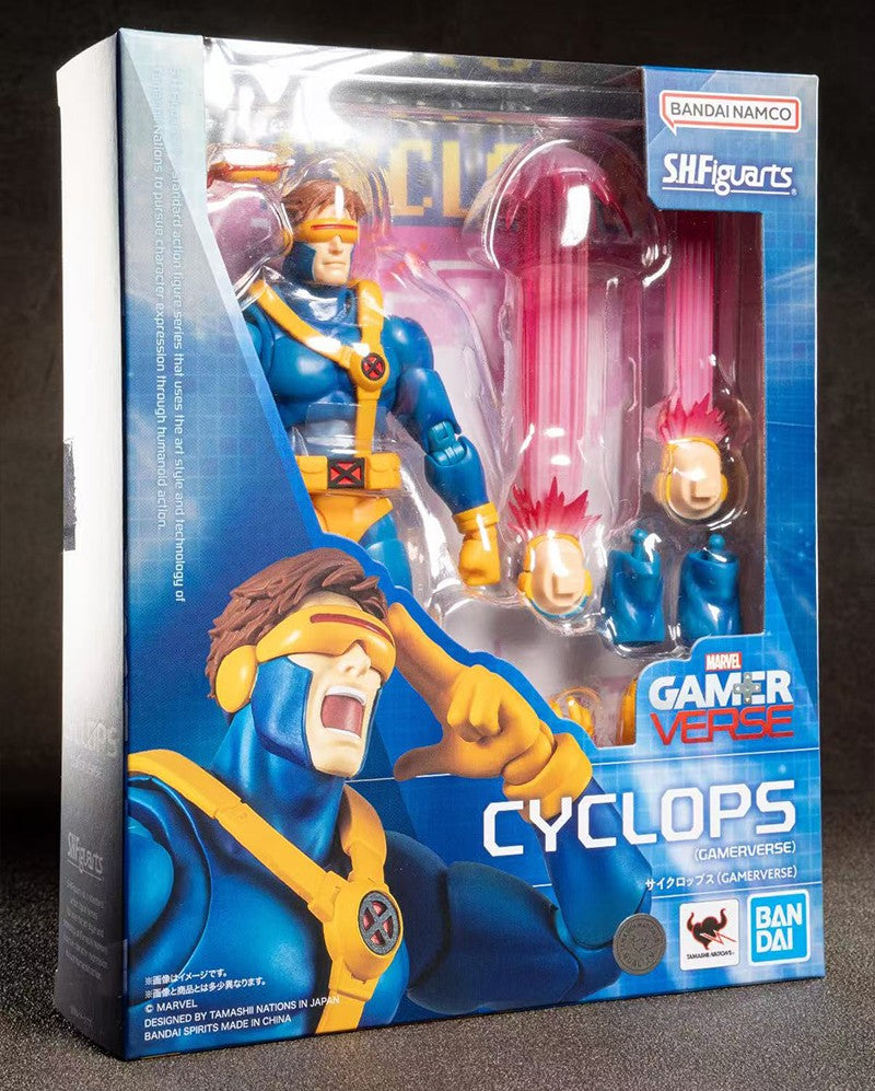 Genuine BANDAI S.H.Figuarts X-Men Scott Summers Cyclops GAMERVERSE Anime Action Figure Modelo Colecionável Presente Infantil