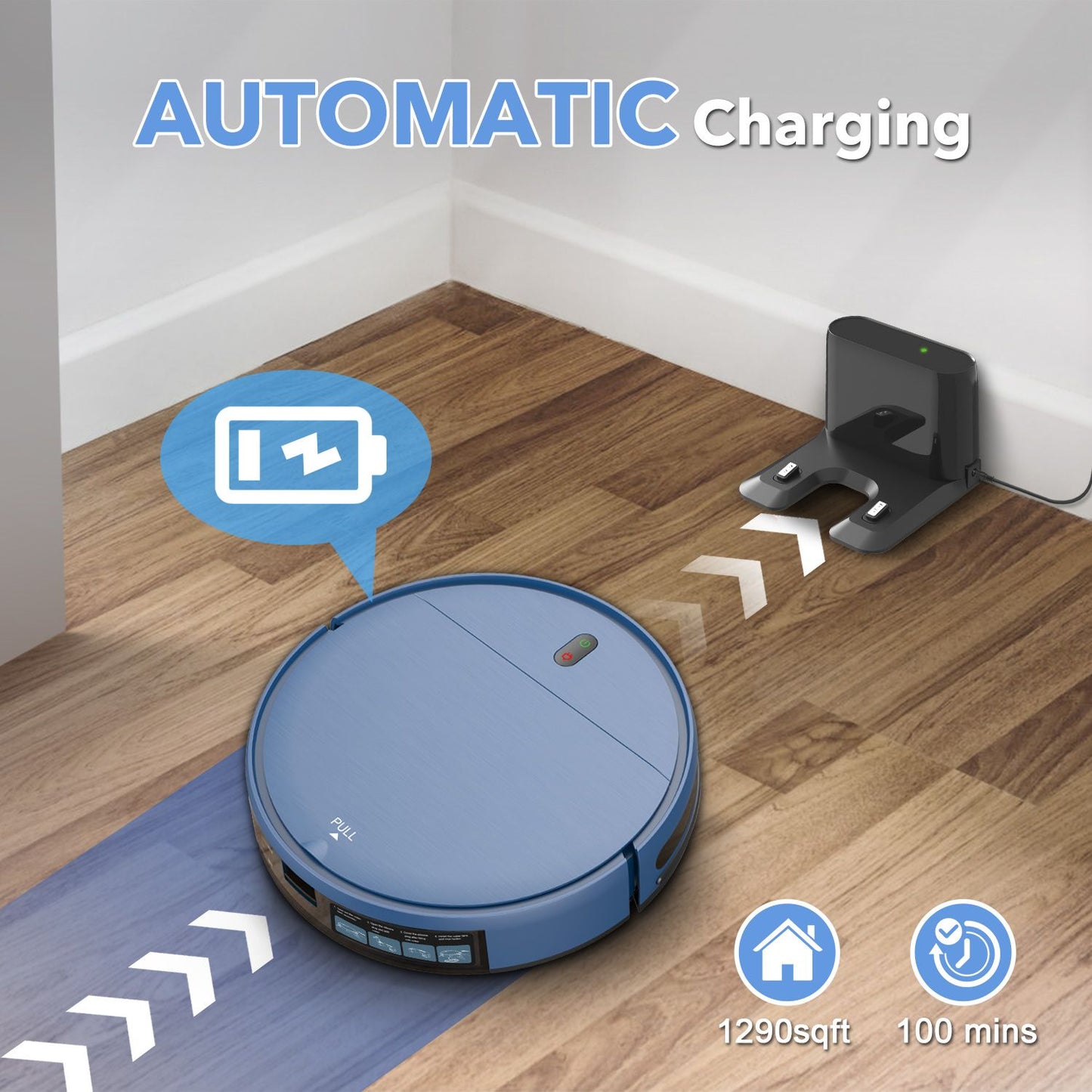 OMESER Blue Robot Vacuum and Mop Combo 2 in 1 Robot Mop and Vacuum 5000Pa Robotic Vacuum Cleaner Floor Carpet Washing Appliance