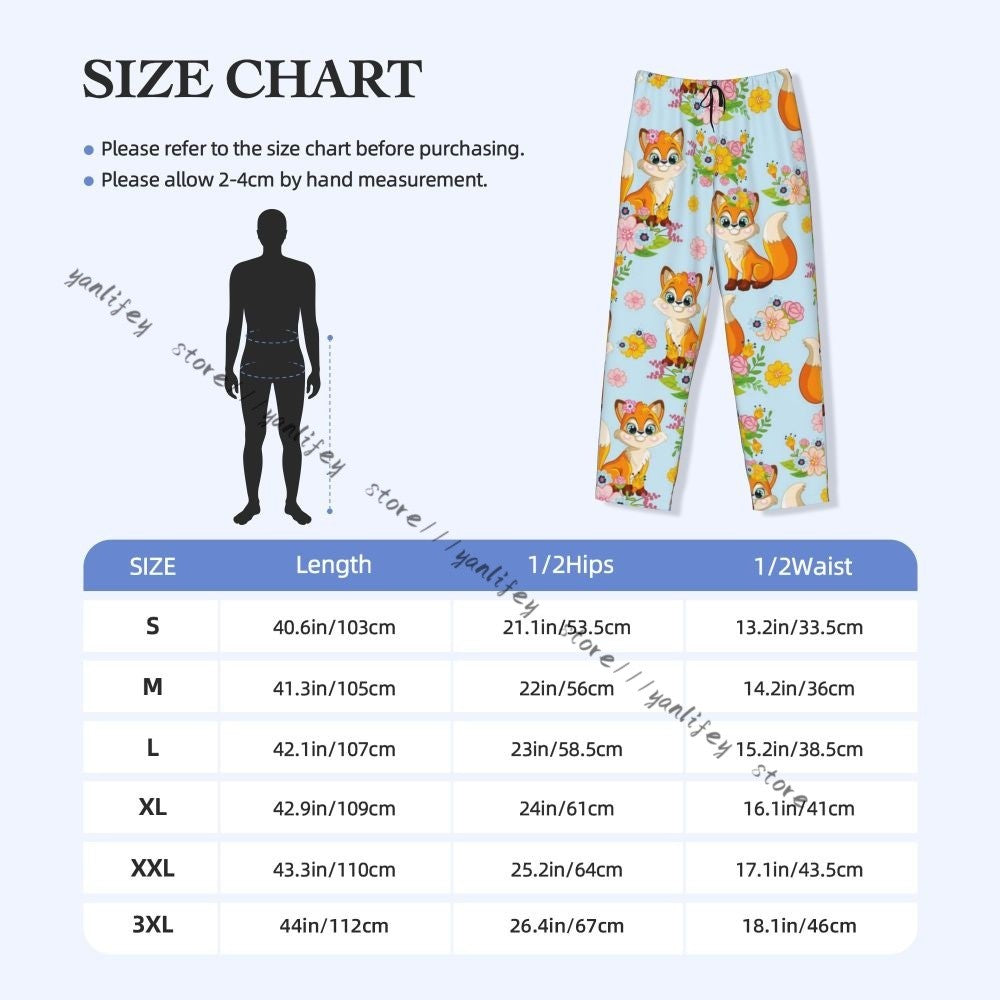 Men's Sleepwear Loose Sleep Pants Pajamas Cute Fox Background Long Lounge Bottoms Casual Homewear
