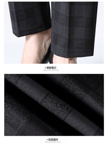 6XL 7XL 8XL Middle-aged Elderly Women's Trousers Spring Autumn Elastic High Waist Straight Pants Mother Winter Warm Fleece Pants