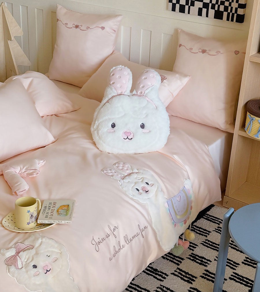 cute cartoon alpaca bedding set single double teen,twin full queen king cotton home textile flat sheet pillow case quilt cover