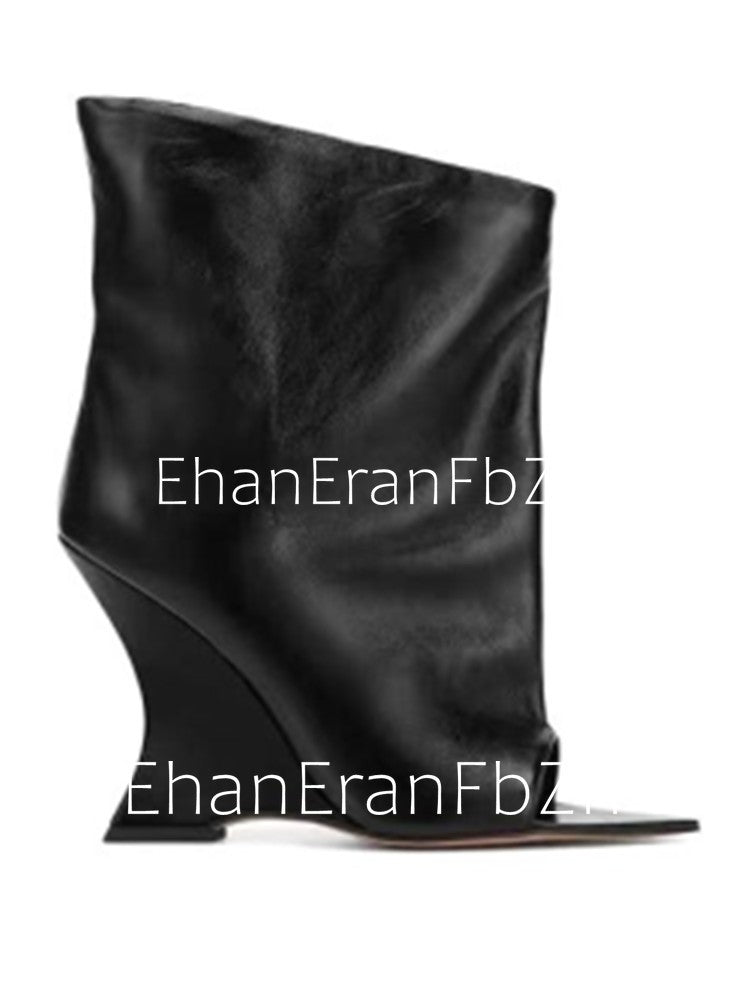 2025Ladies' Spring and Summer New Fish Mouth Slope High Heel Knee Boots, Fashionable Pointed Fashion Show Medium Cool Boots