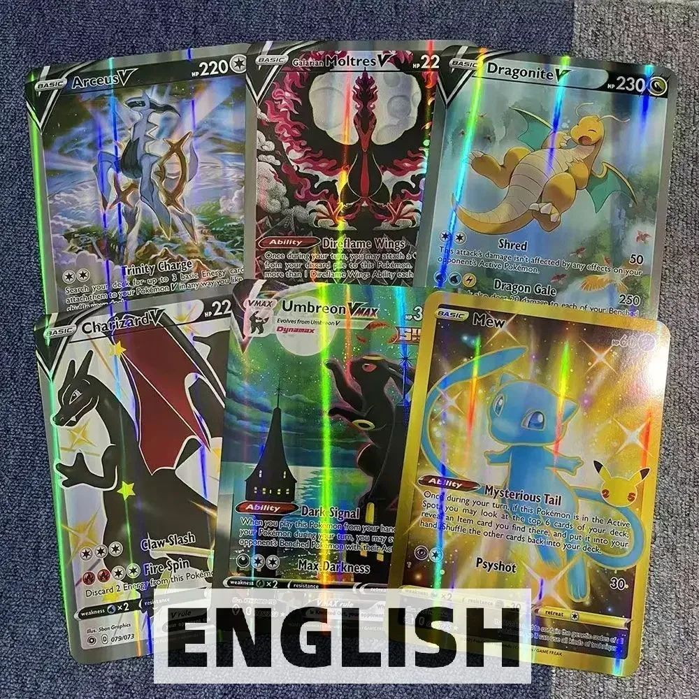 Pokemon 21*15cm Cartas Grandes Arco-Íris Pacote Vstar Letras Gigantes Jumbo Espanhol Alemão Francês Vmax GX Arceus Charizard Carta Rara
