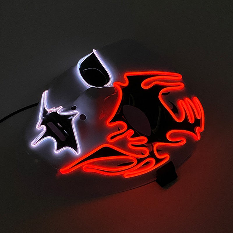 Shuffle Dance Mask Luminous Purge Mask Devil Glowing Masquerade Cosplay Mask for Halloween Horror Haunted House Props