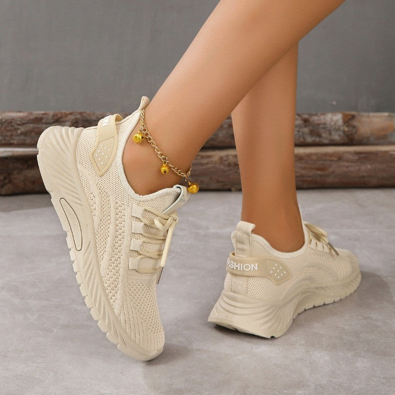 Designer Women Casual Sneakers Sports Shoes Fashion Brand Lace Up Loafers Female Knitted Mesh Breathable Shoes for Women