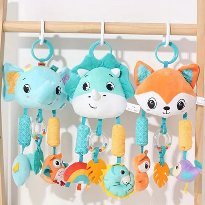 Chocalho Espiral para Berço Brinquedos de Bebê com Desenhos Animados de Animais, Chocalho de Carrinho de Bebê, Brinquedos de Carro para Recém-Nascidos