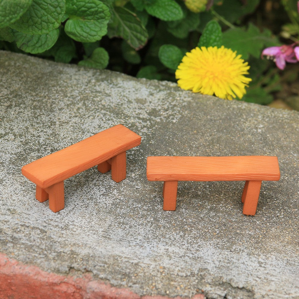 1SET Doll House Miniature Bench Stools White Chair Cute Fairy Garden Gnome Moss Terrarium Bonsai DIY Craft Home Decoration