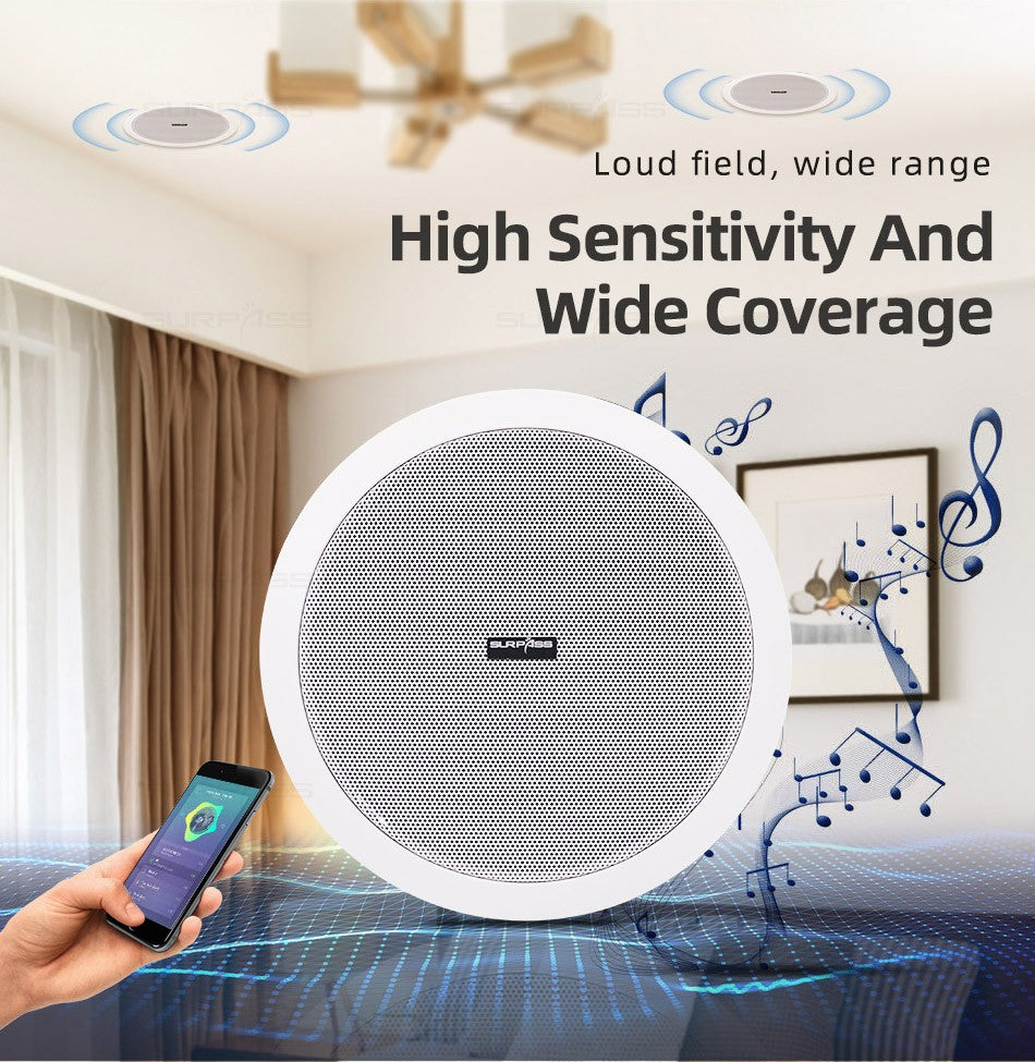 Caixa de som Bluetooth ativa para casa e comércio e alto-falante de teto com fio estéreo de música ambiente para Home Theater 10W