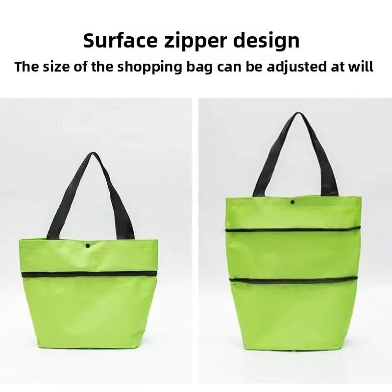 Shopping Bag with Wheels Foldable Hand Pull Extendable Vegetable Buying Car Casual Polyester Fiber Home Use Logo Addable