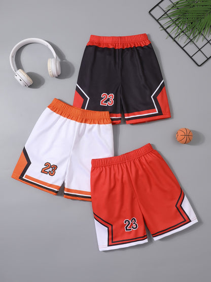 3 Pcs Children's Sports Quick-drying Multicolor Collocation Combination Basketball Pants Boy Playing Training Running 5 Pants
