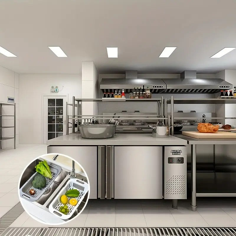 Prateleira de Armazenamento de Cozinha Suporte para Sabão Esponja Cesta Ajustável para Escorrer Vegetais Cesto de Pia Retrátil Ferramentas de Cozinha Multifuncionais