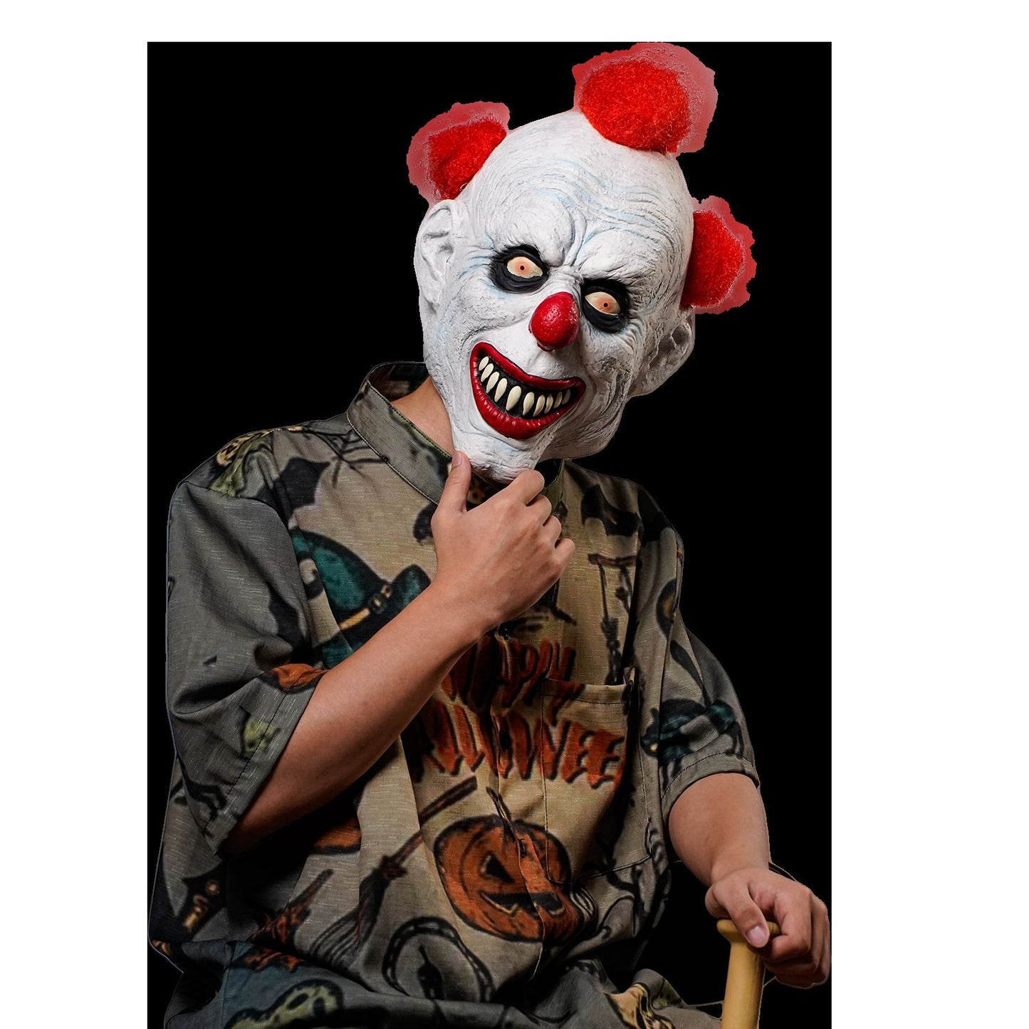 Realistic Texture Scary Clown Latex Mask Halloween Adult Cosplay Costume Prop Thriller Party Full Face Headgear