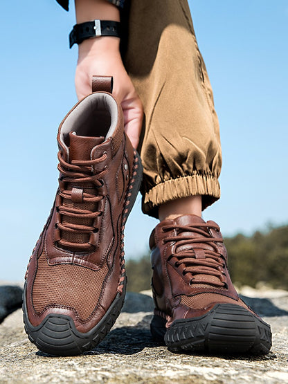 New Autumn Handmade Leather Men Boots Outdoor Design Sneakers Man Breathable Casual Leather Shoes Men Ankle Boots Fall Plus Size