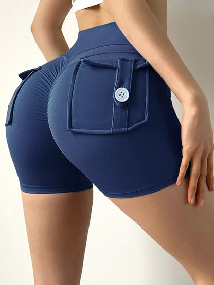 Peach Butt Fitness Shorts Women's Exercise Three-Quarter Pants Cargo Air Dry Pocket Yoga Tight Lift Summer