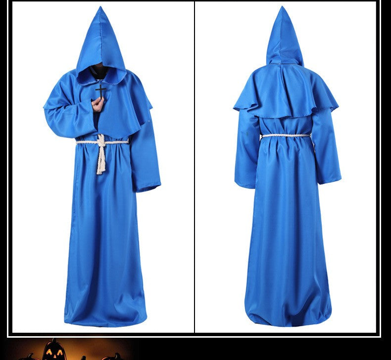 Medieval Hooded Monk Friar Priest Wizard Long Robe Unisex Adult Loose Stage Outfit For Masquerade Theme Party Halloween Cosplay