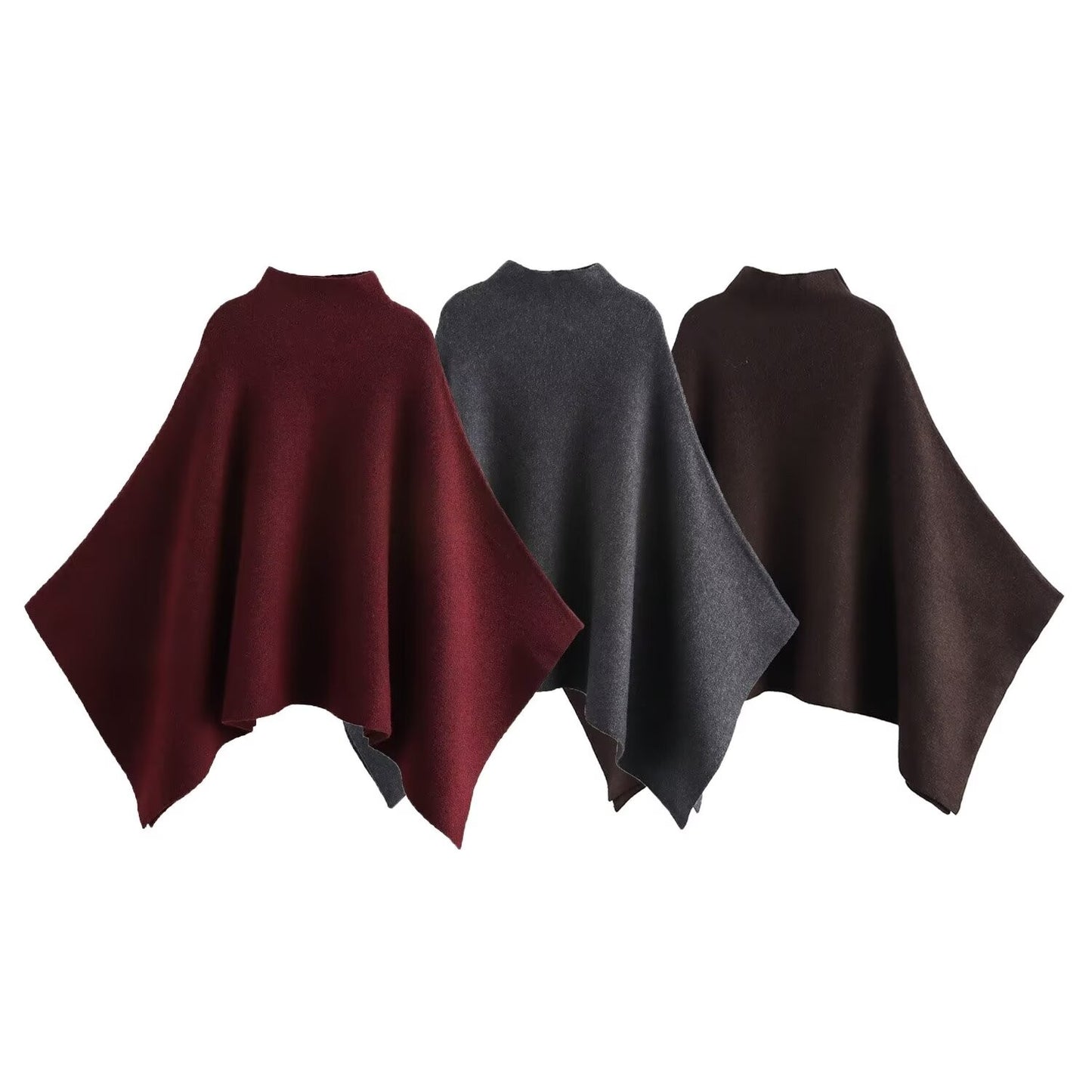 JNLEAOG Casaco de Gola Alta Assimétrica de Malha Feminina para Rua Elegante Fibra de Poliéster Outono Nova Chegada Design de Moda