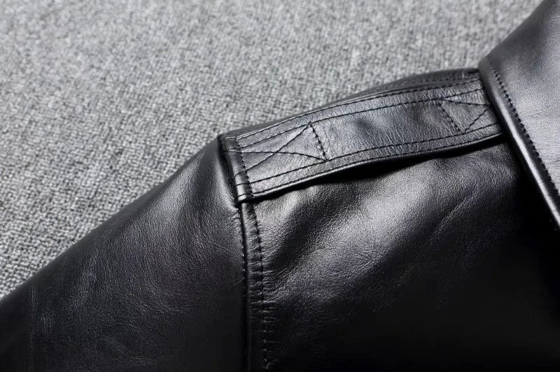 A2 Men's Bomber Jacket Tea Core Horse Leather Cropped Motorcycle Jacket Natural Leather Loose Coat Military Men's Leather Jacket