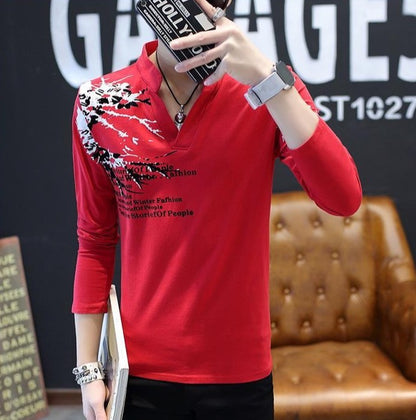 Stand Collar Man Pullovers Tight Bulk Spring Tops Sweatshirts Elasticity Designer Casual Social Quotes Slim Fit T Shirt for Men