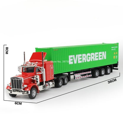 1:50 Modelos de Caminhões Pesados de Liga Leve Veículos de Contêiner Brinquedos Carro de Transporte em Miniatura com Luz e Música Pneus de Borracha Presentes para Crianças