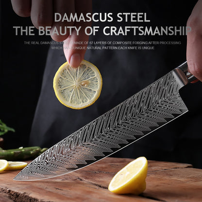 Conjunto de Facas de Cozinha XITUO Luxury Damascus Japonesas Chef Santoku Faca Cutelo Descascar Faca de Pão Cabo de Resina Sintética Destaque