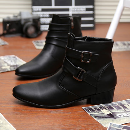 Hot Sale Luxury Chelsea Boots Men Pointed -toe Mens White Boots Black British Style High-heel Men Dress Boots Design Ankle Boot