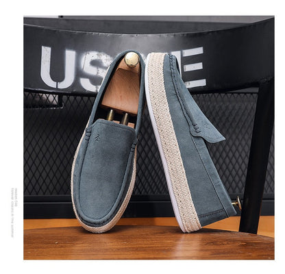 Men Loafers Shoes Summer Shoes Man New Fashion Canvas Footwear Soft Flat Comfy Flock Suede Leather Men Casual Vulcanized Shoe