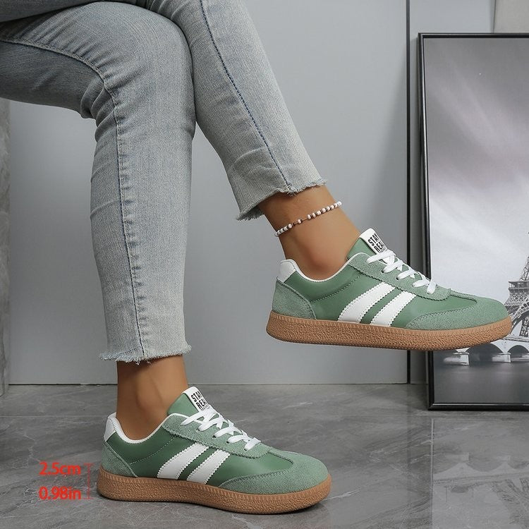 Lightweight Comfortable Sneakers for Women Fashion Striped Lace Up Sports Shoes Woman Casual Breathable Green Sneakers Plus Size