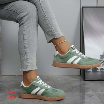 Lightweight Comfortable Sneakers for Women Fashion Striped Lace Up Sports Shoes Woman Casual Breathable Green Sneakers Plus Size