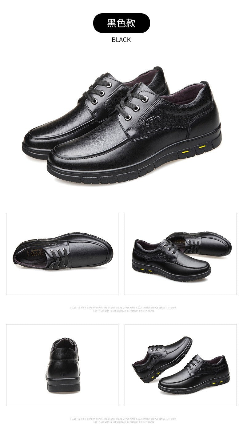 Hot Sale Men Genuine Leather Casual Shoes Soft Sole Lace-up Luxury Brand Middle-aged Old Man Dad Lightweight Loafers Shoes