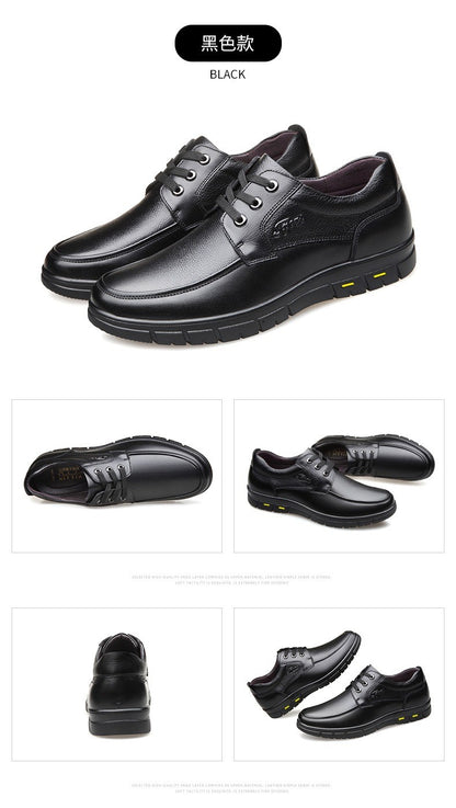 Hot Sale Men Genuine Leather Casual Shoes Soft Sole Lace-up Luxury Brand Middle-aged Old Man Dad Lightweight Loafers Shoes