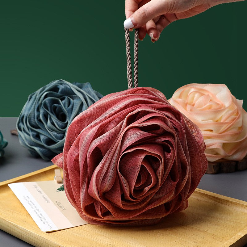 Elastic Mesh Lanyard Design, Body Cleaner Exfoliating Bath Flower, Nylon Cleaning Brush Bath Puff Body Cleaning