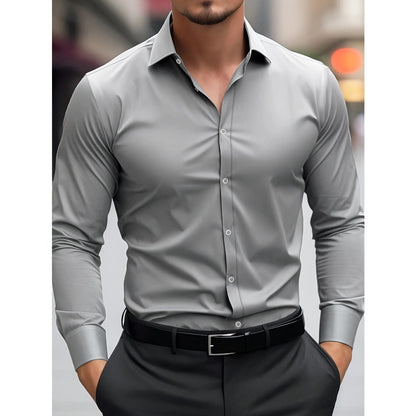 Bolubao New Men Shirts Fashion Quality Long Sleeve Casual Solid Color Elastic Four Season Male Business Shirt