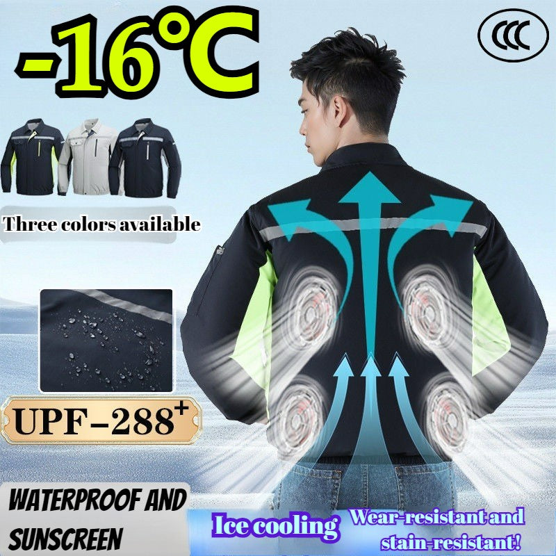 Summer Cooling Jacket Men's Hooded Fan Jacket Heat Resistant Fan Air Conditioner Clothes Breathable Outdoor Fishing Fan Workwear