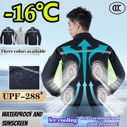 Summer Cooling Jacket Men's Hooded Fan Jacket Heat Resistant Fan Air Conditioner Clothes Breathable Outdoor Fishing Fan Workwear