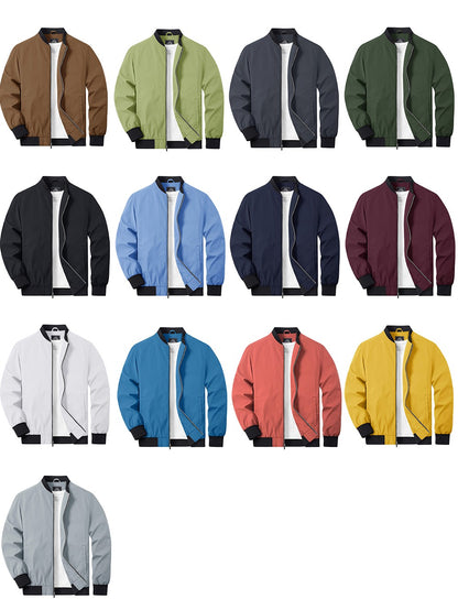 TACVASEN Lightweight Spring Windbreaker Mens Bomber Jackets Outdoor Basketball Jakcets Sportswear Coats With Pocket Casual Tops