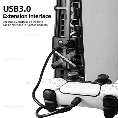 Cooling Fan for PS5 Slim Disc Edition/Digital Edition Game Console with RGB Lighting USB 3.0 Port for PlayStation 5 Accessories