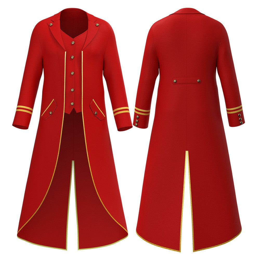 Halloween Performance Costume Medieval Retro Mid-Length Tailcoat Gothic Steampunk Coat