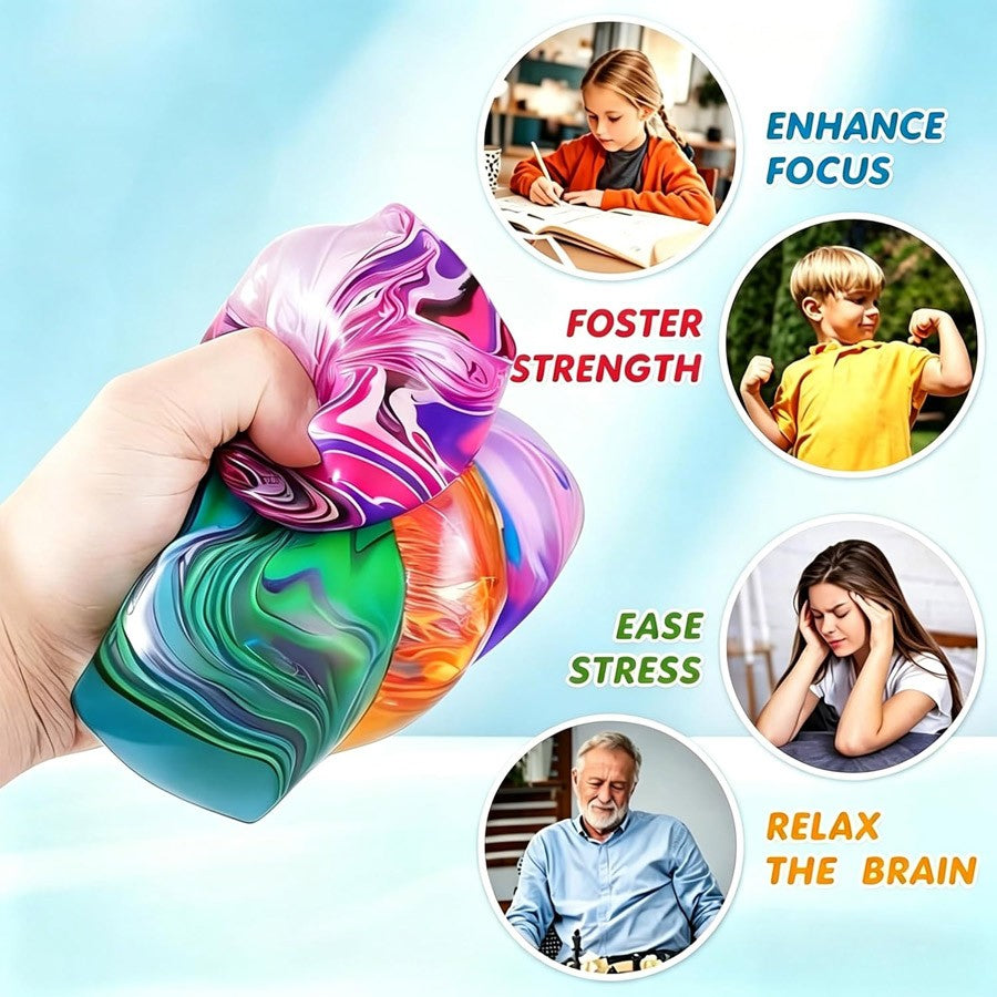 Soft Slow Rebound Stress Cube Color Swirl Rotating Sensory Squeeze Toy Anxiety Relief Fidget Toy Classroom Prize for Kids Adults