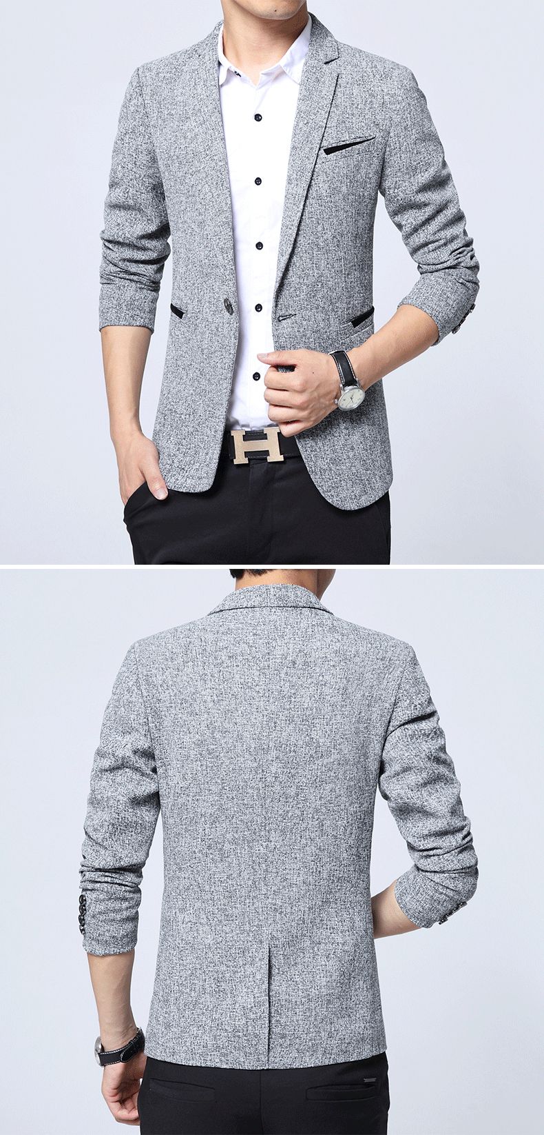 2024 Autumn New Men's Suit Jacket Solid Color Slim Fit Fashionable Business Dress Jacket Classic Men Social Dress Jacket Blazers