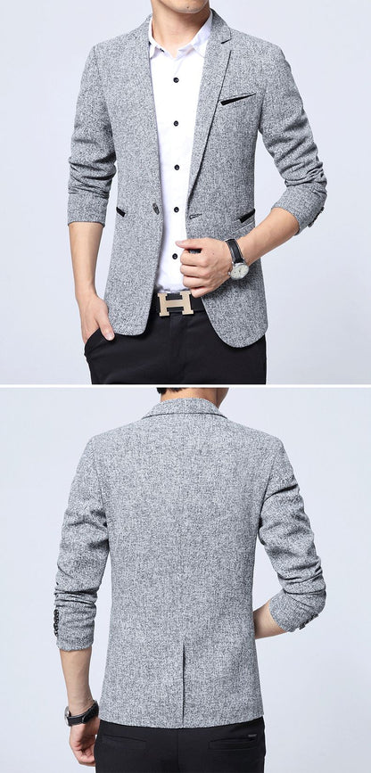 2024 Autumn New Men's Suit Jacket Solid Color Slim Fit Fashionable Business Dress Jacket Classic Men Social Dress Jacket Blazers