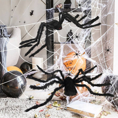 1/3pcs Giant Black Plush Spider Halloween Decorations Outdoor Scary Large Spiders Halloween Party Bar Haunted House Horror Props