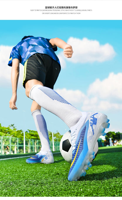 New Men's Soccer Shoes High-Top Soccer Cleats Outdoor Breathable Athletic Professional Spikes Youth Boys Football Shoes Unisex