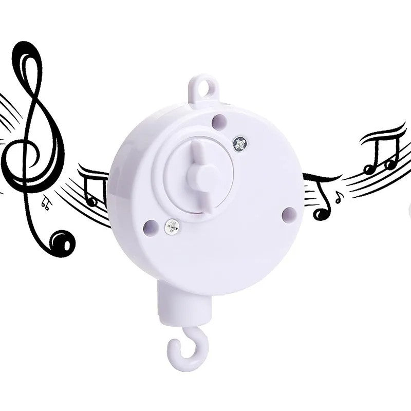 Caixa de Música de Berço Giratória para Bebê Brinquedos Suspensos de Grão de Madeira 360° Móbile de Berço Musical para Recém-Nascidos 0-12 Meses Chocalhos de Bebê
