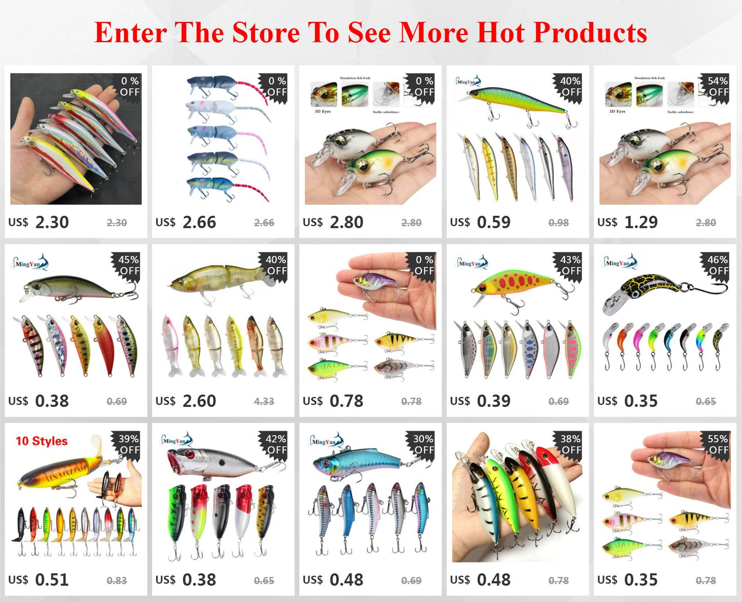 New Crankbait Wobblers Lure 38mm/8g 48mm/11g High Quality Hooks 10 Different Colors Artificial Bait Hard Fishing Cranks