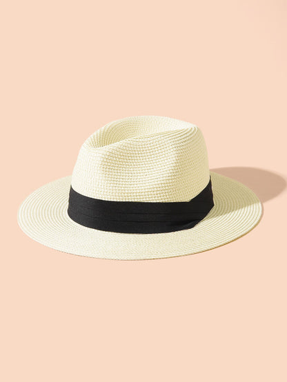 Chapéu de verão Chapéu Panamá de palha Cartola britânica Chapéu de praia dobrável masculino e feminino Chapéu de proteção solar